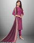 Traditional Party Wear Heavy Salwar Suit Purple Cotton Pant Straight Front View